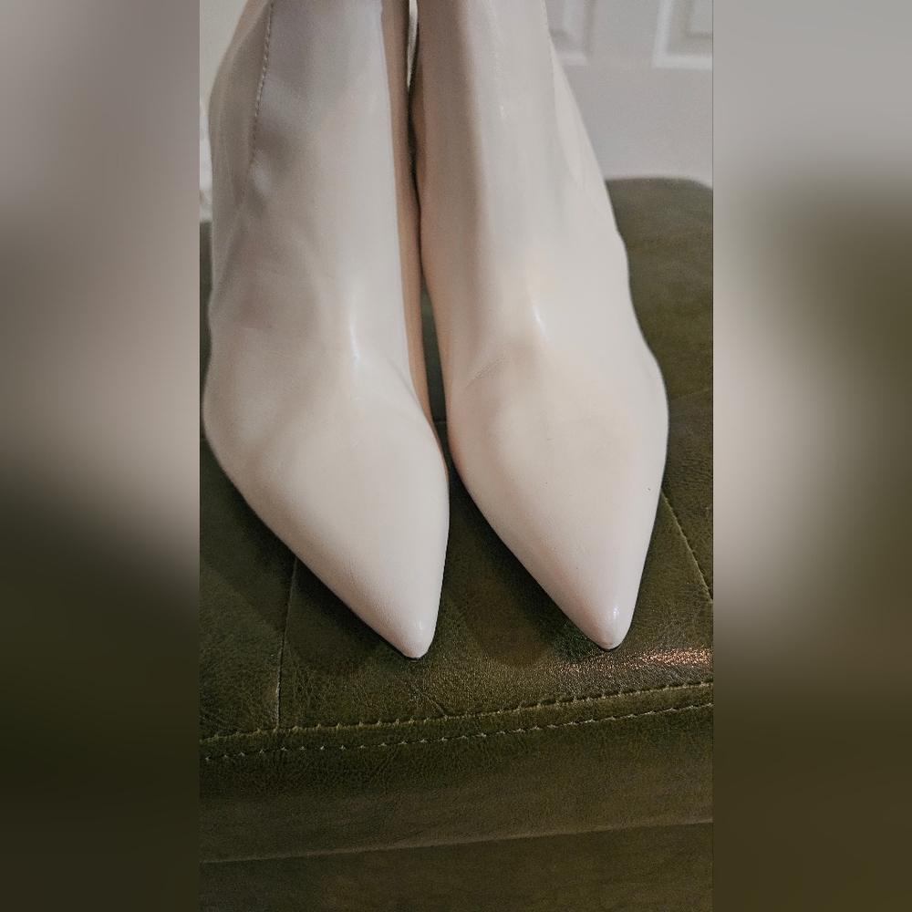 ZARA Cream/ivory Gold Stiletto Heeled Zip Booties. 3.75". Size US 6.5 - Picture 15 of 15